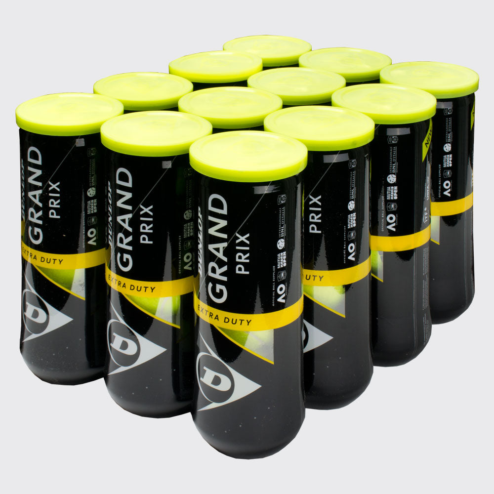 Dunlop Grand Prix Extra Duty 12 Cans Tennis Balls TennisRage