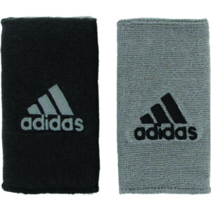 Adidas Interval Double Wide Reversible Wristband, Black/Grey Tennis
