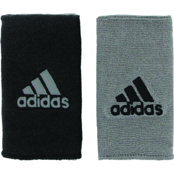 Adidas Interval Double Wide Reversible Wristband, Black/Grey Tennis