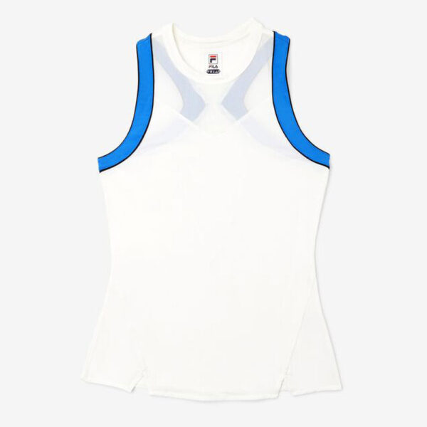 Fila Celestial Point Racerback Tank Women's Tennis Apparel White/Celestial Blue/Turquoise, Size XL