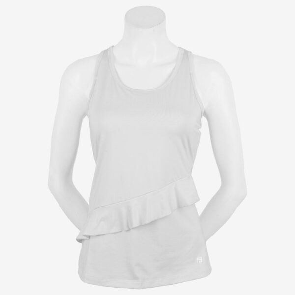 Fila Ruffles & Stripes Ruffle Racerback Tank Women's Tennis Apparel White, Size XL