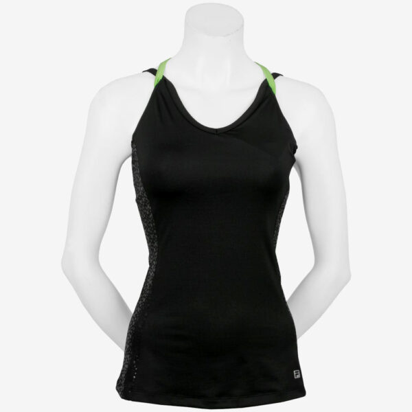 Fila Spotlight Halter Tank Women's Tennis Apparel Black/Lime Tonic, Size XS