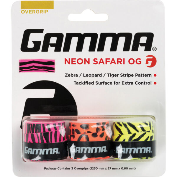 Gamma Neon Safari Overgrip, Multi Tennis