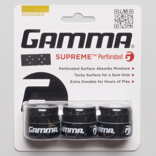 Gamma Supreme Perforated Overgrip 3 Pack Tennis Overgrips Black