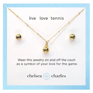 Gold Tennis Charm Necklace & Earrings Gift Set - Chelsea Charles Jewelry Clubs