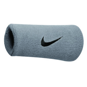 Nike Swoosh Double Wristbands - Silver/Black Tennis