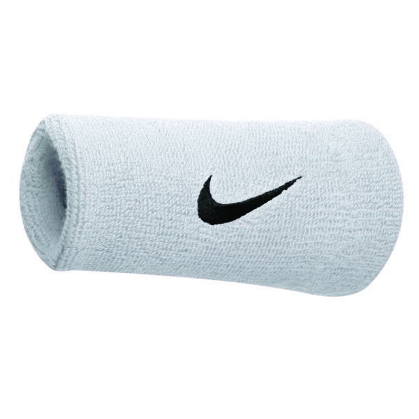 Nike Swoosh Doublewide Wristbands, White/Black Tennis