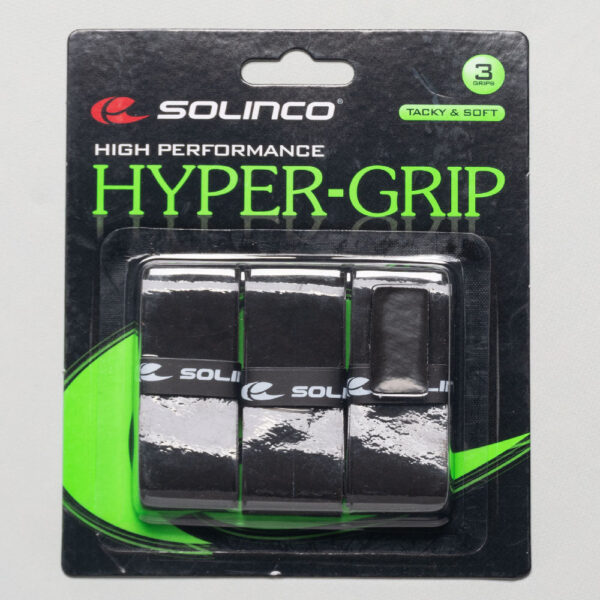 Solinco Hyper-Grip Overgrip 3 Pack Tennis Overgrips Black