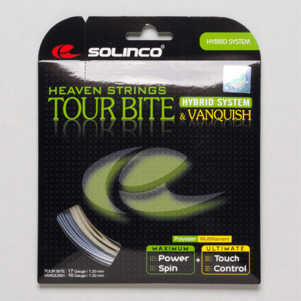 Solinco Tour Bite 17 + Vanquish 16 Hybrid Tennis String Packages Size String Package