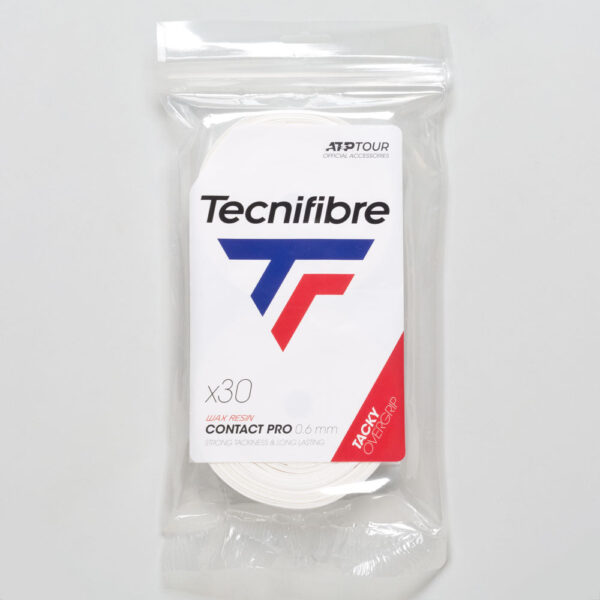 Tecnifibre Pro Contact Overgrip 30 Pack Tennis Overgrips White