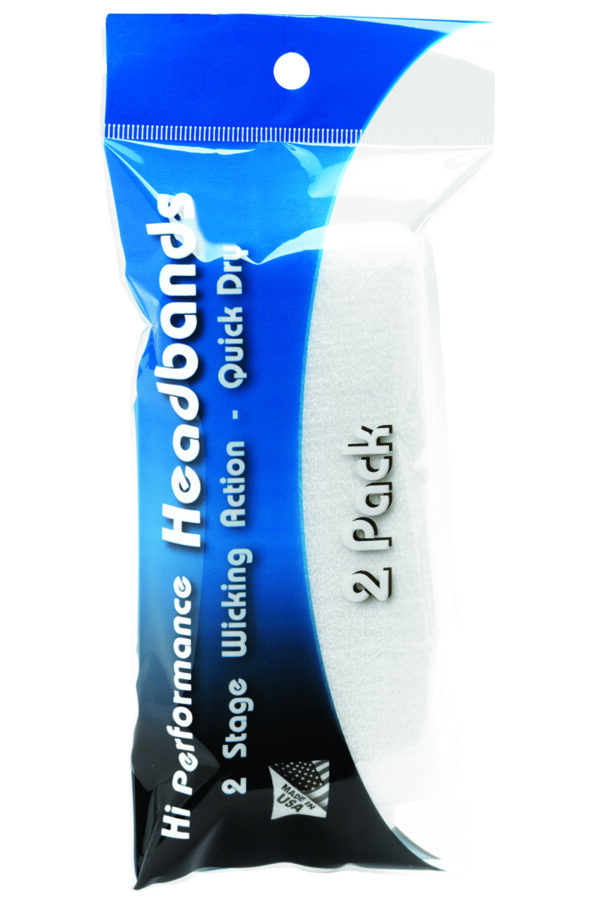 Unique Sports Hi Performance Headbands - 2 Pack, White Tennis