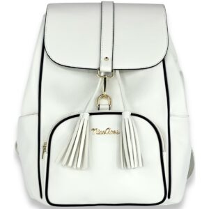 NiceAces Women's SARA Handmade Vegan Leather Tennis Backpack (White)