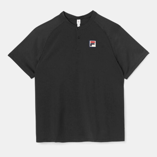 Fila Essentials Henley Men's Tennis Apparel Black, Size XL