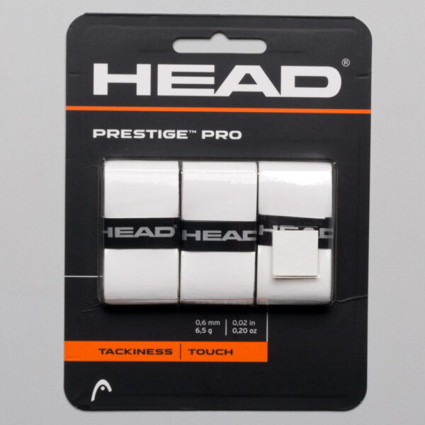 HEAD Prestige Pro Overgrip 3 Pack Tennis Overgrips White