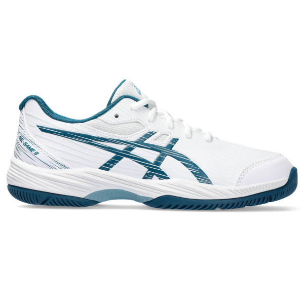 Gel-Game 9 Junior Kids Tennis Shoe, White/Teal, 1 - Asics