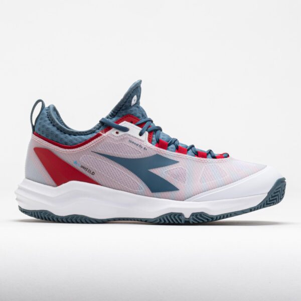 Diadora Speed Blushield Fly 4+ Clay Men's Tennis Shoes White/Oceanview/Salsa Size 11 Width D - Medium