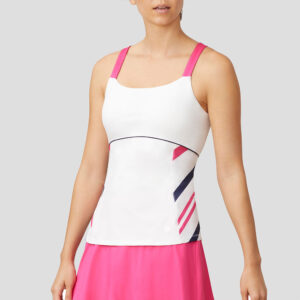 Fila Awning Cami Tank Women's Tennis Apparel White/Fuchsia Purple/Navy, Size XL