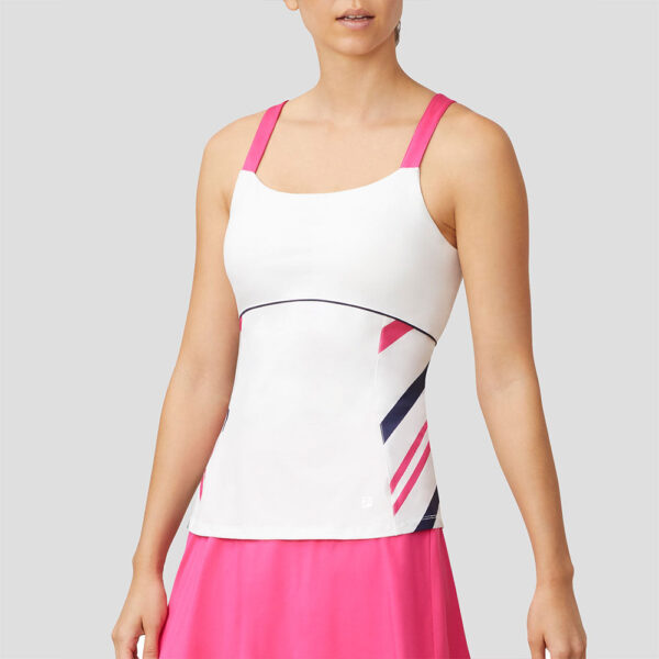 Fila Awning Cami Tank Women's Tennis Apparel White/Fuchsia Purple/Navy, Size XL