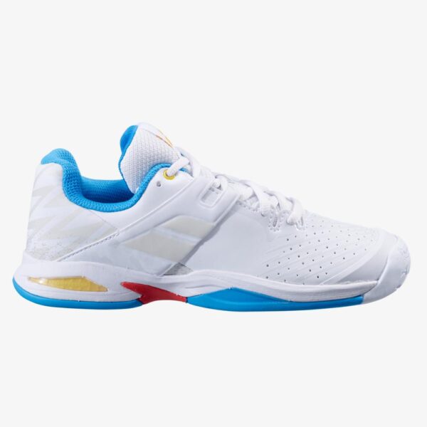 Propulse All Court Junior Tennis Shoe - White/Blue, 6 Y - Babolat
