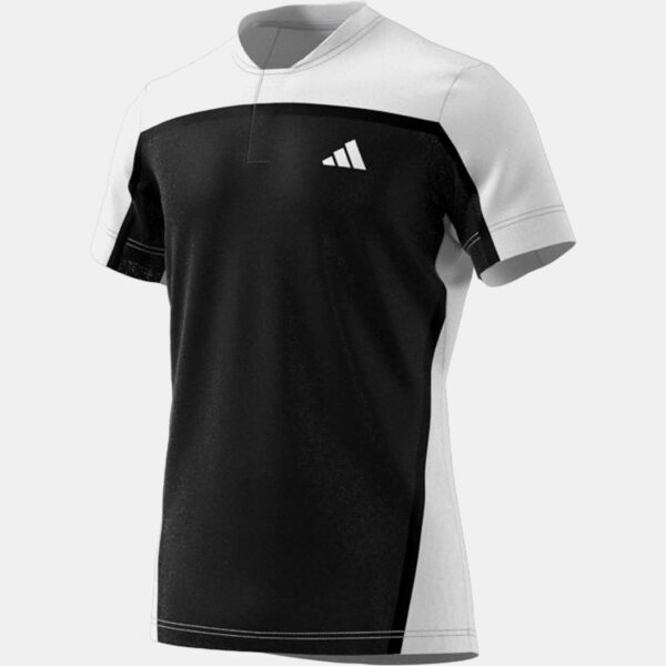 adidas Roland Garros FreeLift Henley Men's Tennis Apparel Black/White, Size Large