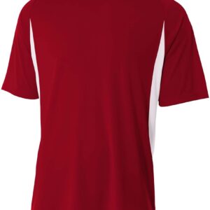 A4 Men's Performance Color Block Crew Shirt (Cardinal)