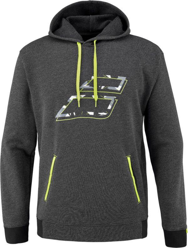 Babolat Men's Aero Hooded Tennis Training Sweatshirt (Heather Black/Yellow)