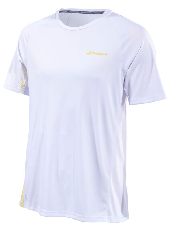 Babolat Men's Performance Crew Neck Tennis Tee (White/Dark Yellow)