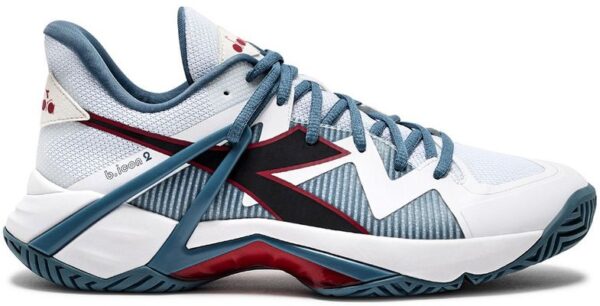 Diadora Men's B.Icon 2 All Ground Tennis Shoes (White/Oceanview/Salsa)