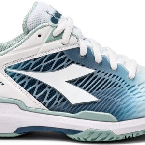 Diadora Women's Speed Competition 7+ All Ground Tennis Shoe (White/Surf Spray/Legion Blue)