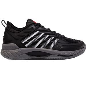 K-Swiss Men's Hypercourt Supreme 2 Tennis Shoes (Black/Steel Gray/Firey Red)