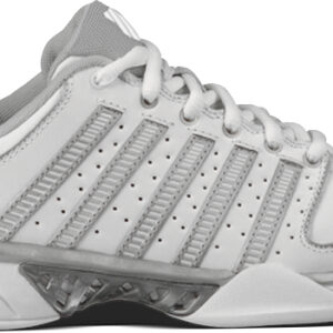 K-Swiss Women's Hypercourt Express Leather Tennis Shoes (White/ Silver)