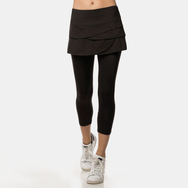 Lucky in Love Scallop Capri Women's Tennis Apparel Black, Size XS