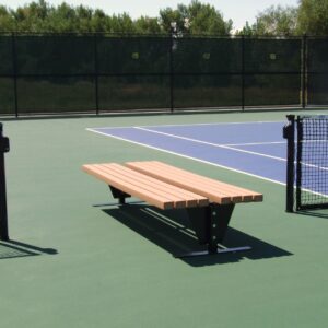 SunTrends 4 ft Flat Two Sided Tennis Court Bench (Black)