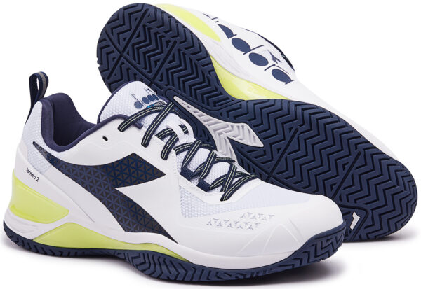 Diadora Men's Blushield Torneo 2 All Ground Tennis Shoes (White/Pageant Blue)