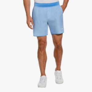 Grand Slam 7" Heather Stripe Print Tennis Short, Light Blue