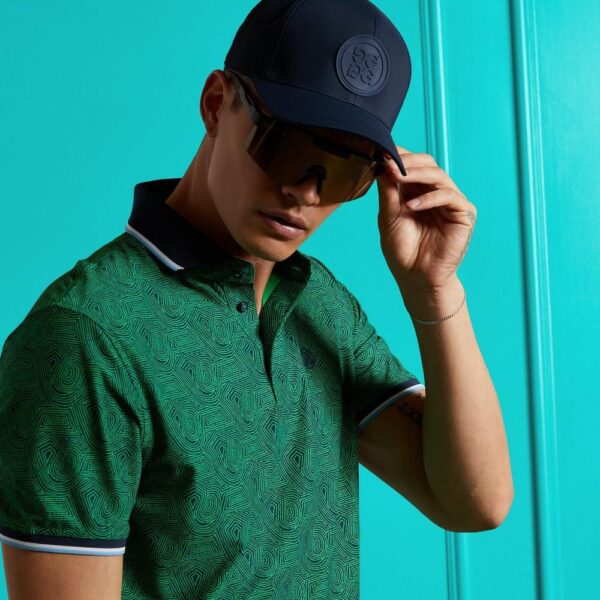 G/FORE Fingerprint Tech Short Sleeve Polo Shirt, Dark Green, M
