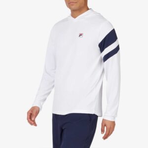 Fila Essentials Long Sleeve Hoodie Men's Tennis Apparel White, Size Large