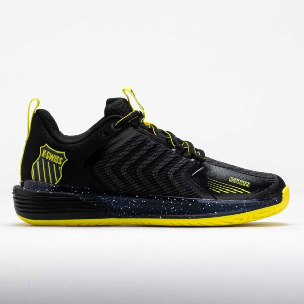 K-Swiss Ultrashot 3 Men's Tennis Shoes Black/Tennis Yellow/Dark Shadow Size 9.5 Width D - Medium