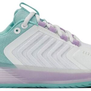 K-Swiss Women's Ultrashot 3 Tennis Shoes (Brilliant White/Angel Blue/Sheer Lilac)