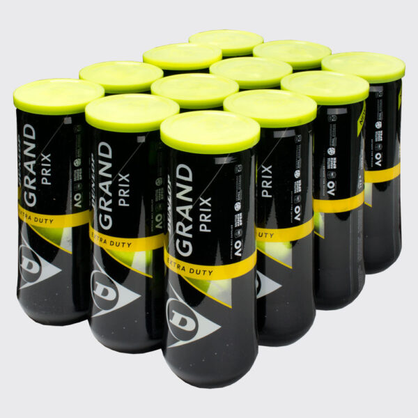 Dunlop Grand Prix Extra Duty 12 Cans Tennis Balls