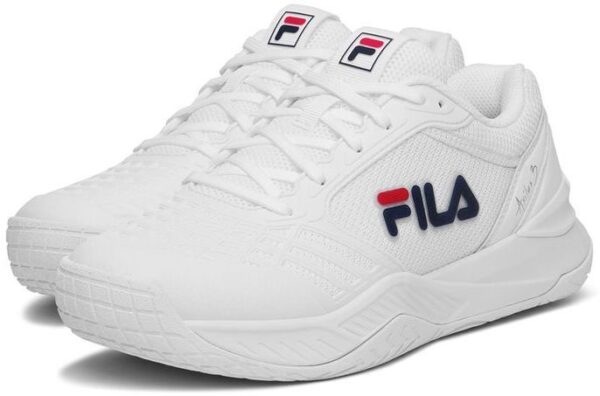 Fila Women's Axilus 3 Tennis Shoes (White/Fila Navy/Fila Red)