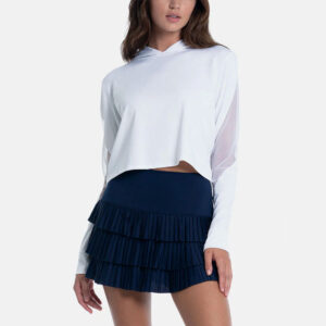 Lucky in Love Cindy Crop Hoodie Women's Tennis Apparel White, Size Medium
