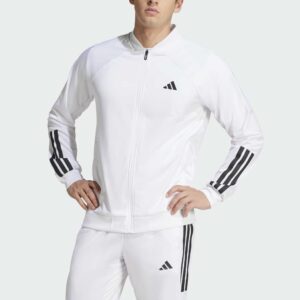 adidas Club 3-Stripe Knit Jacket 2025 Men's Tennis Apparel White, Size Medium