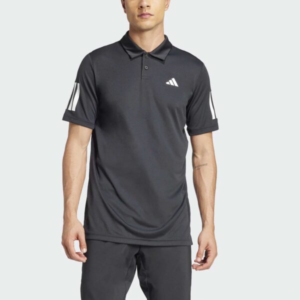 adidas Club 3-Stripe Polo 2025 Men's Tennis Apparel Black, Size Large