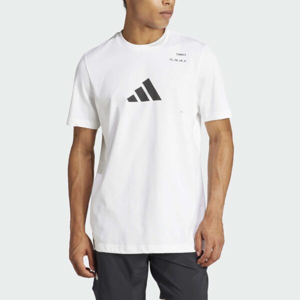 adidas Tennis Graphic Tee 2025 Men's Tennis Apparel White, Size Medium