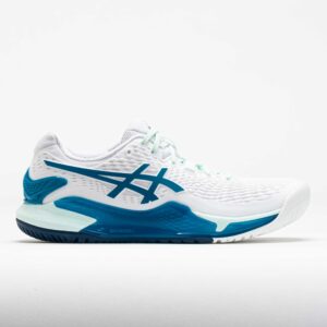 ASICS GEL-Resolution 9 Women's Tennis Shoes White/Teal Blue Size 8.5 Width B - Medium