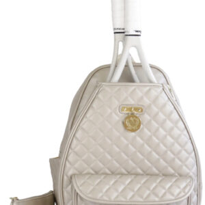 Court Couture Monaco Quilted Argyle Tennis & Pickleball Backpack Sling Bag (Champagne)