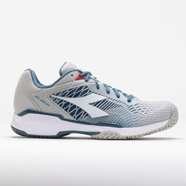 Diadora Speed Competition 7+ AG Men's Tennis Shoes Silver/Oceanview/White Size 9 Width D - Medium