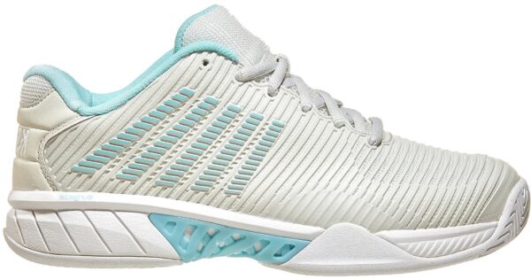 K-Swiss Women's Hypercourt Express 2 Tennis Shoes (Vaporous Gray/White/Blue Glow)