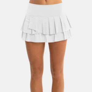 Lucky in Love Wavy Pleat Tier Skirt Women's Tennis Apparel White, Size XS